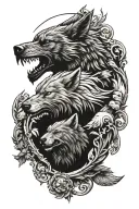 wolf and eagle galic  tattoo design idea