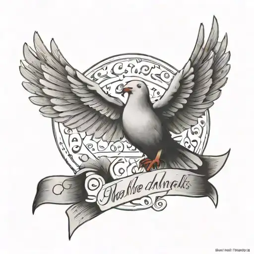 the words "When the angels from above Fall down and spread their wings like doves" in calligraphy with a dove tattoo design idea