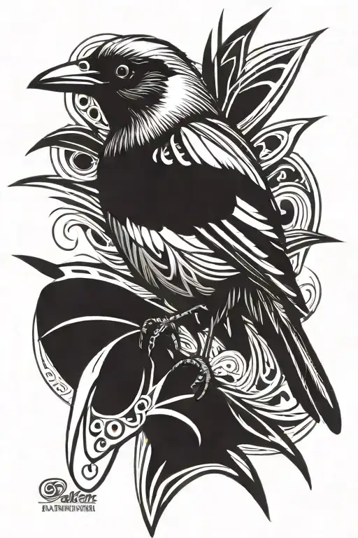 magpie tattoo design idea