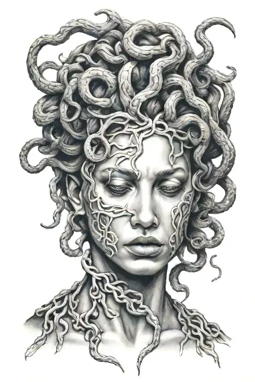 Medusa crying tattoo design idea