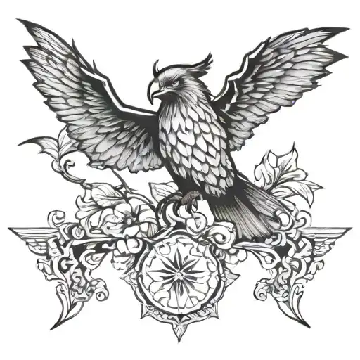 Bat, Eagle, humming-bird, hawk flying tattoo design idea