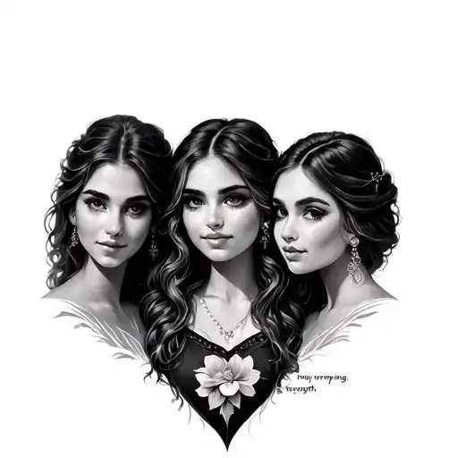 Three sisters, a single heart. My strength, my everything. tattoo design idea