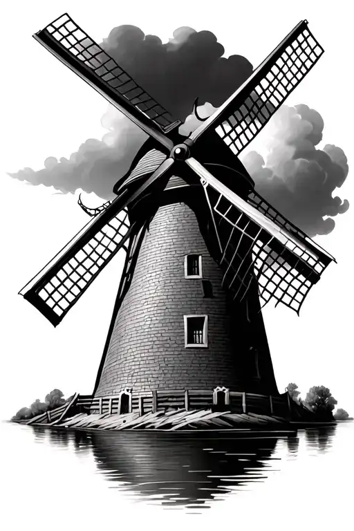 Dutch Windmill tattoo design idea