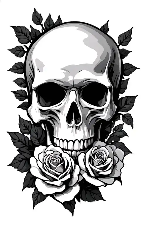 Skull and Roses tattoo design idea