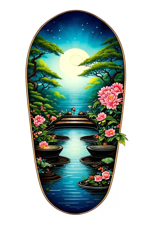 zen garden scene tattoo inspired tattoo design idea