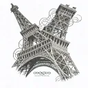 olympic rings on eiffel tower paris tattoo design idea