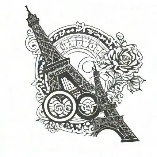 olympic rings and eiffel tower tattoo design idea