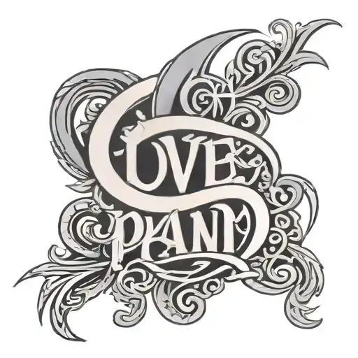 ambigram tattoo featuri g the words love pain tattoo design idea