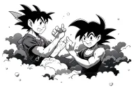 Peter pan with goku and ash pokemon clouds surrounding tattoo design idea