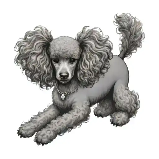 poodle, sun and cat with a big butt tattoo design idea