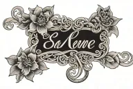 name and flower intertwined infinity symbols tattoo design idea