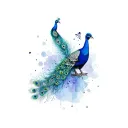 Heather and peacocks feathers soaring tattoo design idea