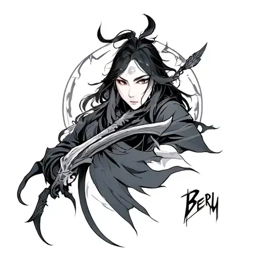beru from solo leveling anime yin tattoo design idea