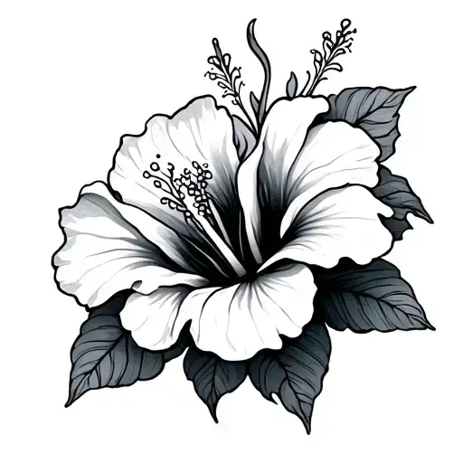 hibiscus sea creature emerging tattoo design idea