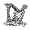 Guinness harp with detailed shading, change date on harp to 1966 tattoo design idea