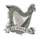 Guinness harp with detailed shading, change date on harp to 1966 tattoo design idea