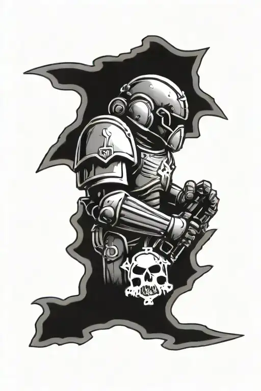 space marine sleep token band logo incorporated tattoo design idea