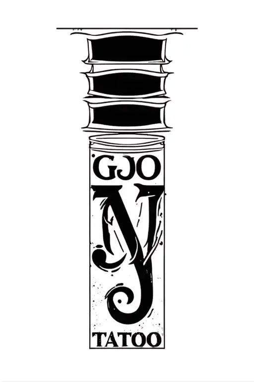 simple gojo's name in letters with mini blind fold above it tattoo design idea