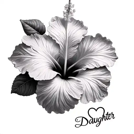 hibiscus flower with a heart and the infinite sign for my daughter and me tattoo design idea