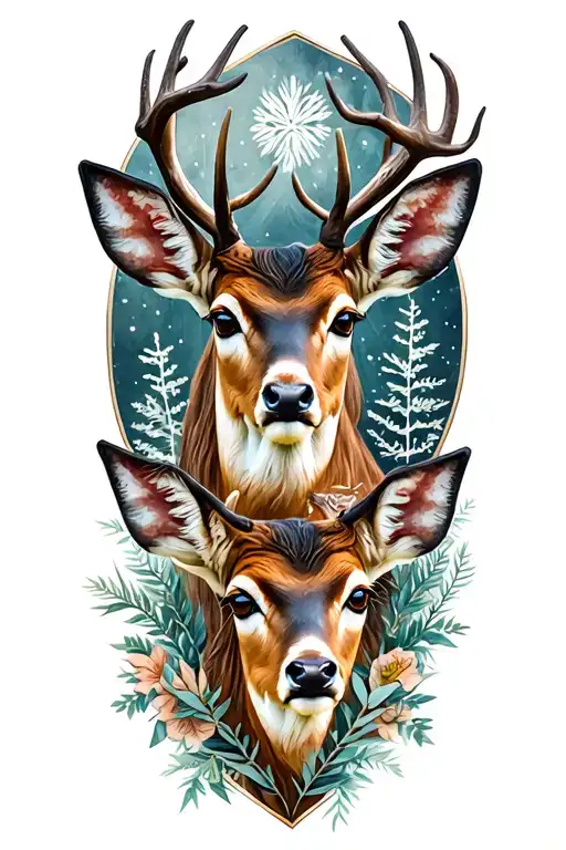 family of deer  tattoo design idea