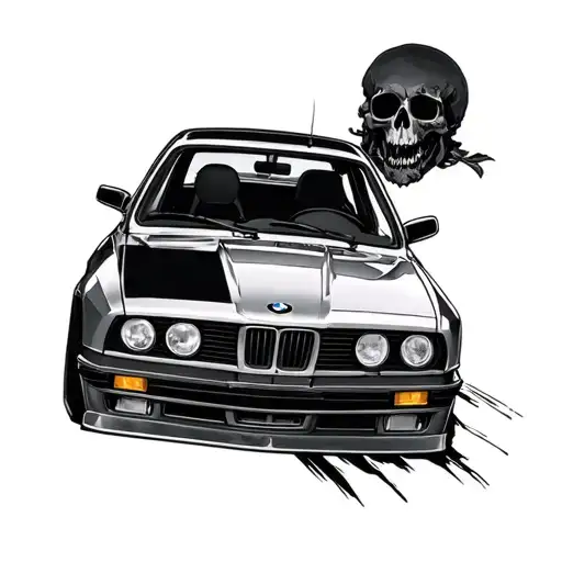 death driving a bmw e30 tattoo design idea