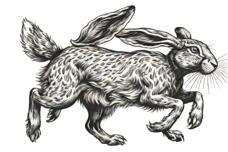 hare running tattoo design idea