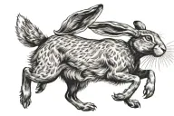 hare running tattoo design idea