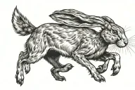 hare running tattoo design idea