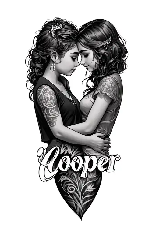 kids name intertwined cooper and callie tattoo design idea