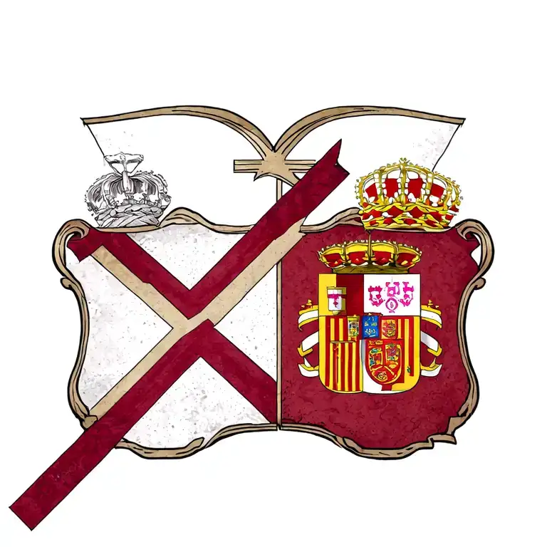 tattoo on the left chest of the Spanish flag and a diagonal dividing it and this is the cross of Burgundy tattoo design idea