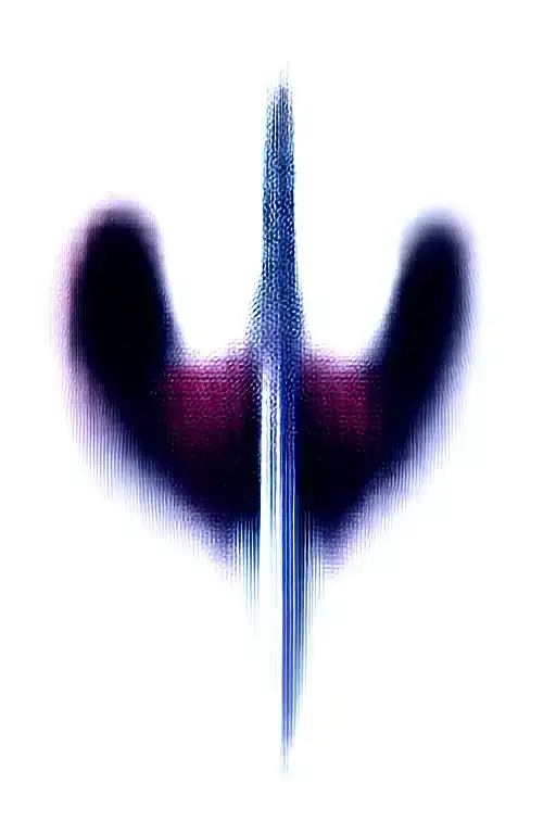 angel wings behind a sword, roses tattoo design idea