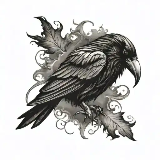 gothic raven tattoo design idea