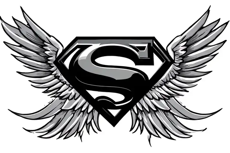 2025 Superman logo with tribal style wings tattoo design idea
