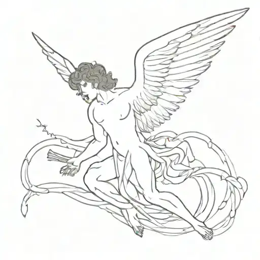 icarus falling angel tattoo design idea