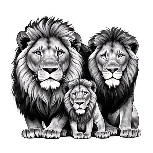 lion family tattoo design idea