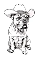 sketch cane Corso with cowboy hat tattoo design idea