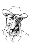 sketch cane Corso with cowboy hat tattoo design idea