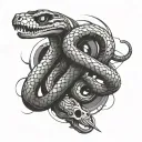 snake from skeleton, abstract, mechanic, industrial, cyberpunk, snake slithers through mechanic tattoo design idea