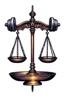 Libra scale tilted with Elijah and weights on the scale of love money honesty loyalty respect  tattoo design idea