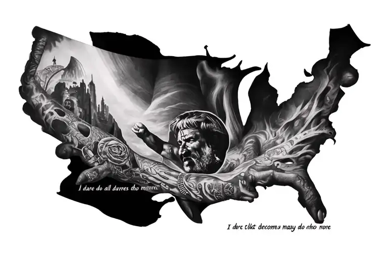 I dare do all that may become a man, who dares do more is none  tattoo design idea