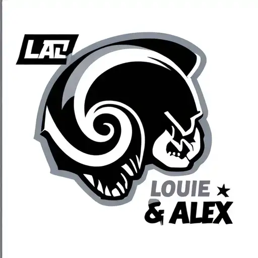 LA Rams logo with the words Louie and Alex in the logo tattoo design idea