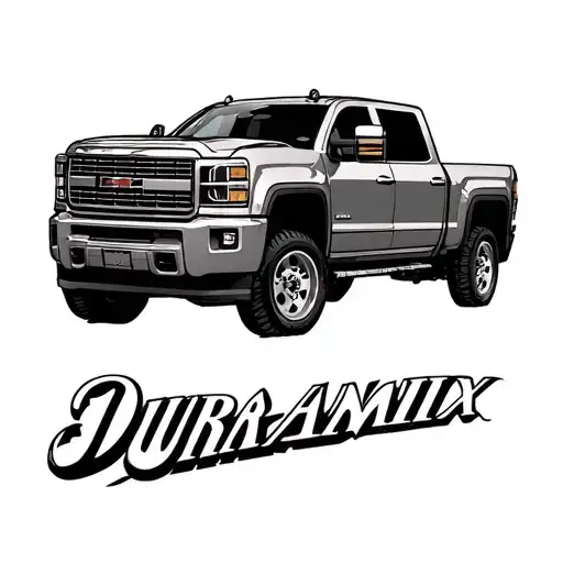 diesel mechanic and duramax truck parked tattoo design idea