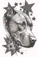 pitbull head with stars as a background tattoo design idea