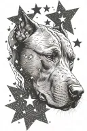 pitbull head with stars as a background tattoo design idea