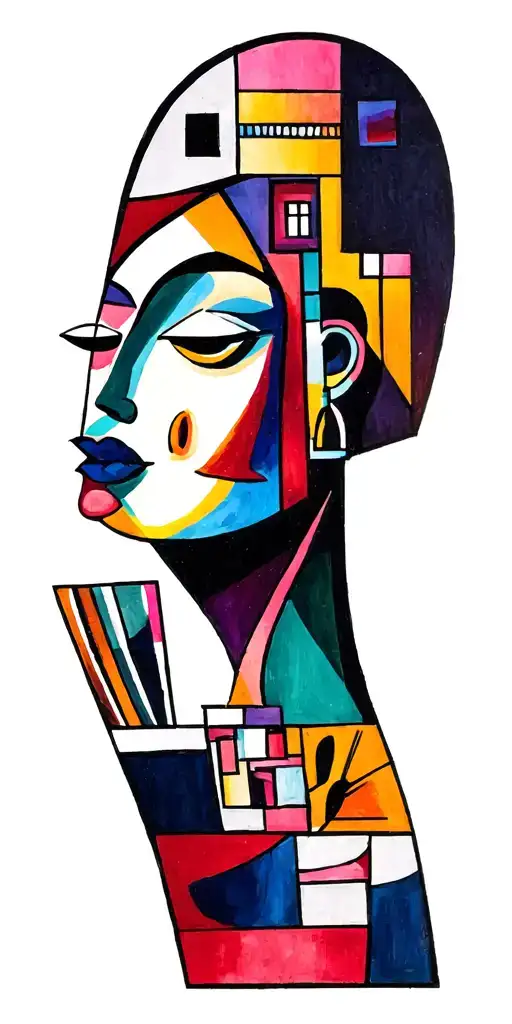 comics, abstract, cubism house Picasso painting tattoo design idea