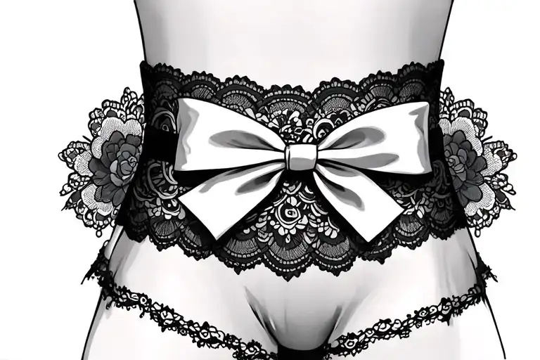 Lacy Garter strap with bow tattoo design idea