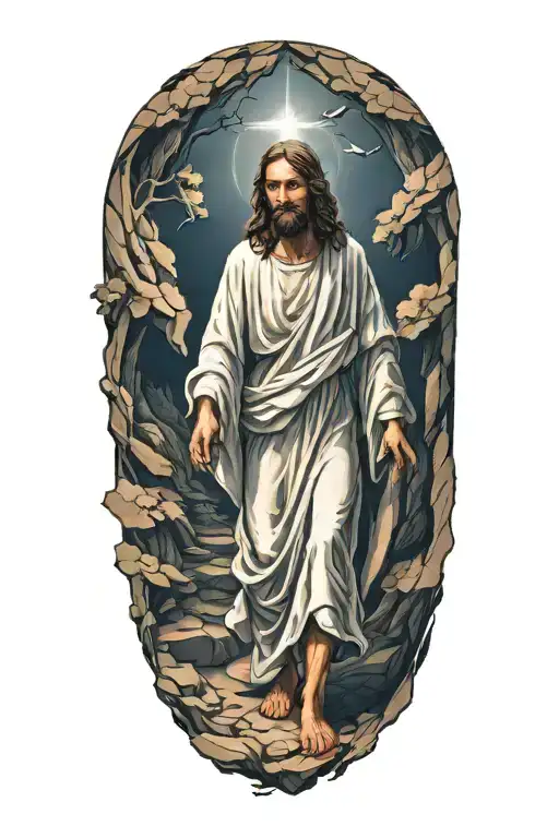 jesus walking tattoo design idea