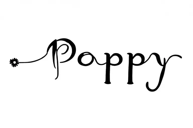 "Poppy" Dogs name written tattoo design idea