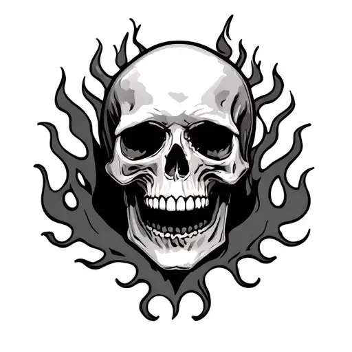 skull and flames symbolizing memento mori amor fati tattoo tattoo design idea