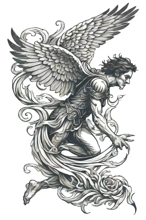 icarus falling tattoo design idea